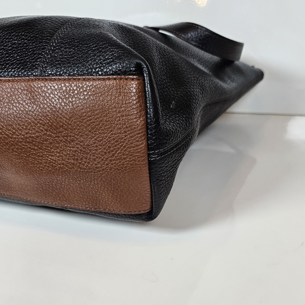  ✨ Fossil Jenna Black Pebbled Leather Tol Zip Tote Bag - EUC - Picture 8 of 9